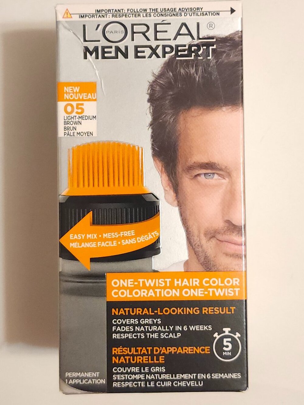 L'OREAL MEN EXPERT One Twist Hair Colour Shade 05 Light-Medium Brown BNIP